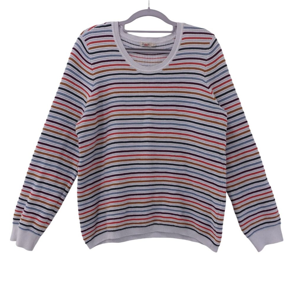 Faherty Sierra Rainbow Sweater Sz L Multicolor Striped Cotton Cashmere Blend